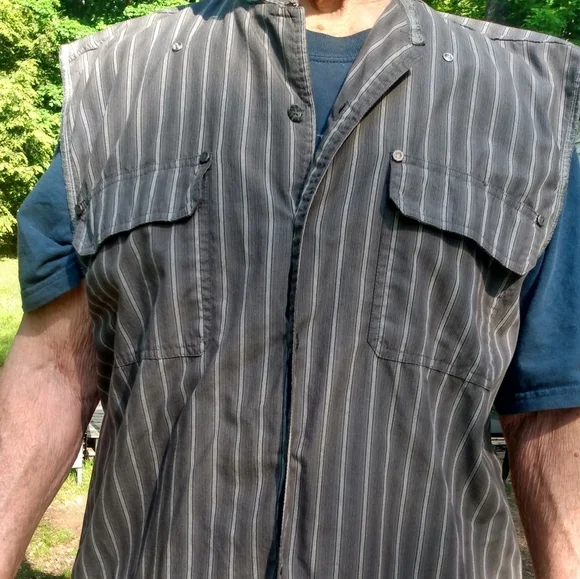 Vintage Harley Davidson Genuine Motor Cloths Striped Button Down Vest - Picture 15 of 16
